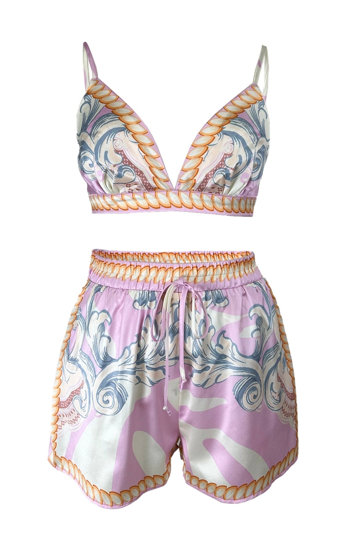 Satin 3 piece short set