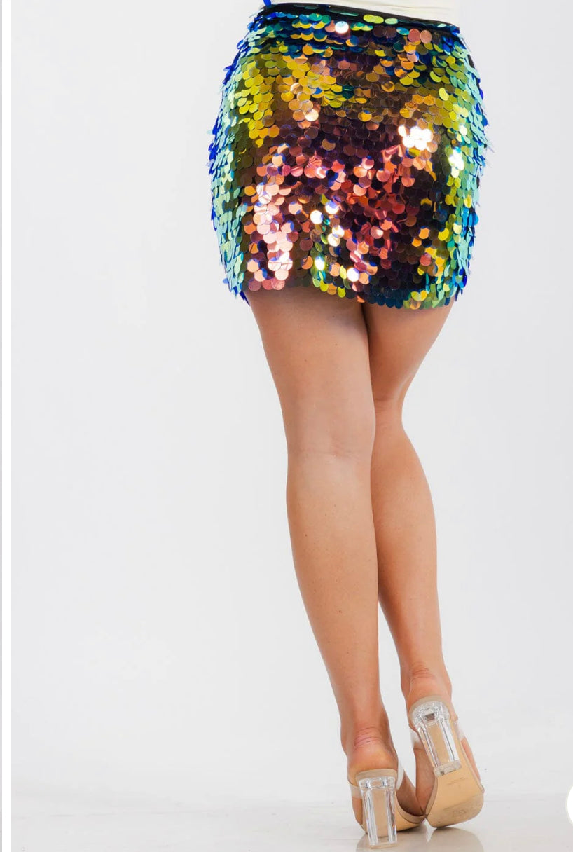 Multicolor Sequins Mini Skirt