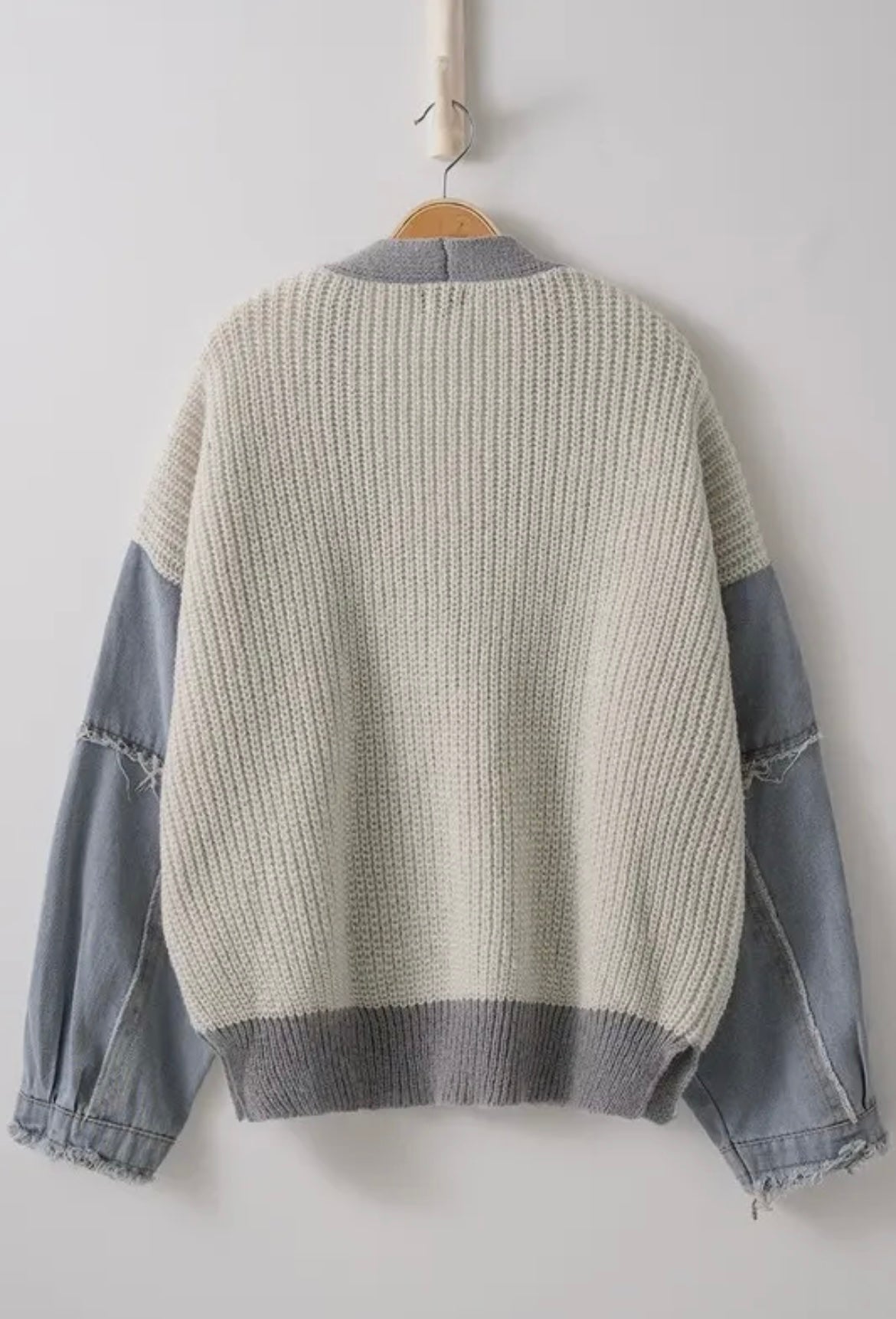 Gray Denim Sleeves Cardigan