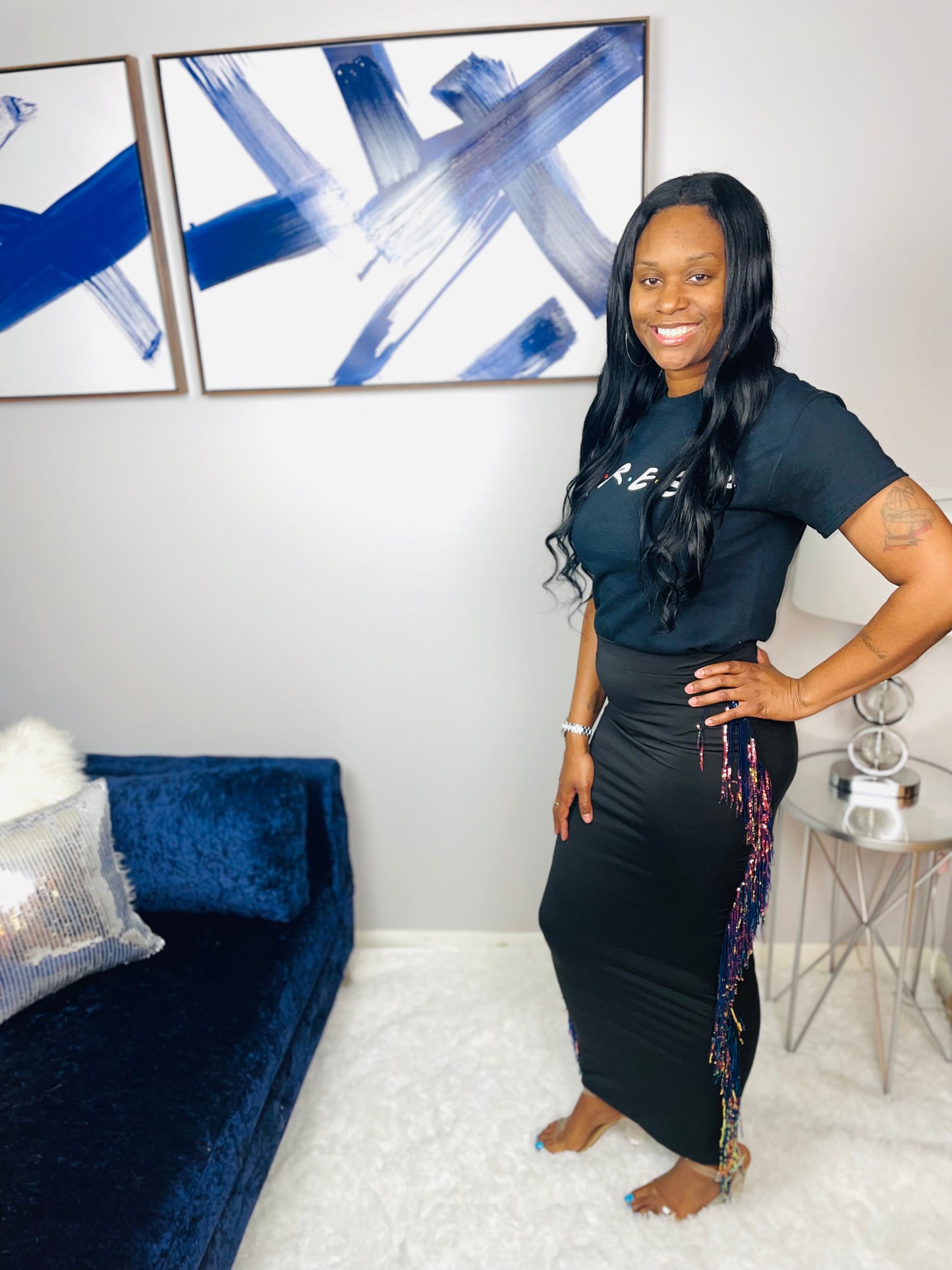 Daliyah Sequin fringe skirt