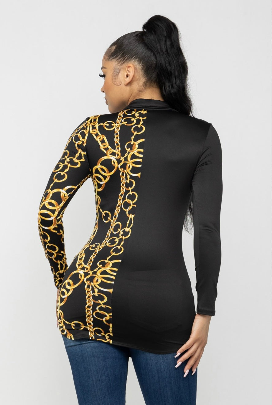 Dana half solid half chain link shirt