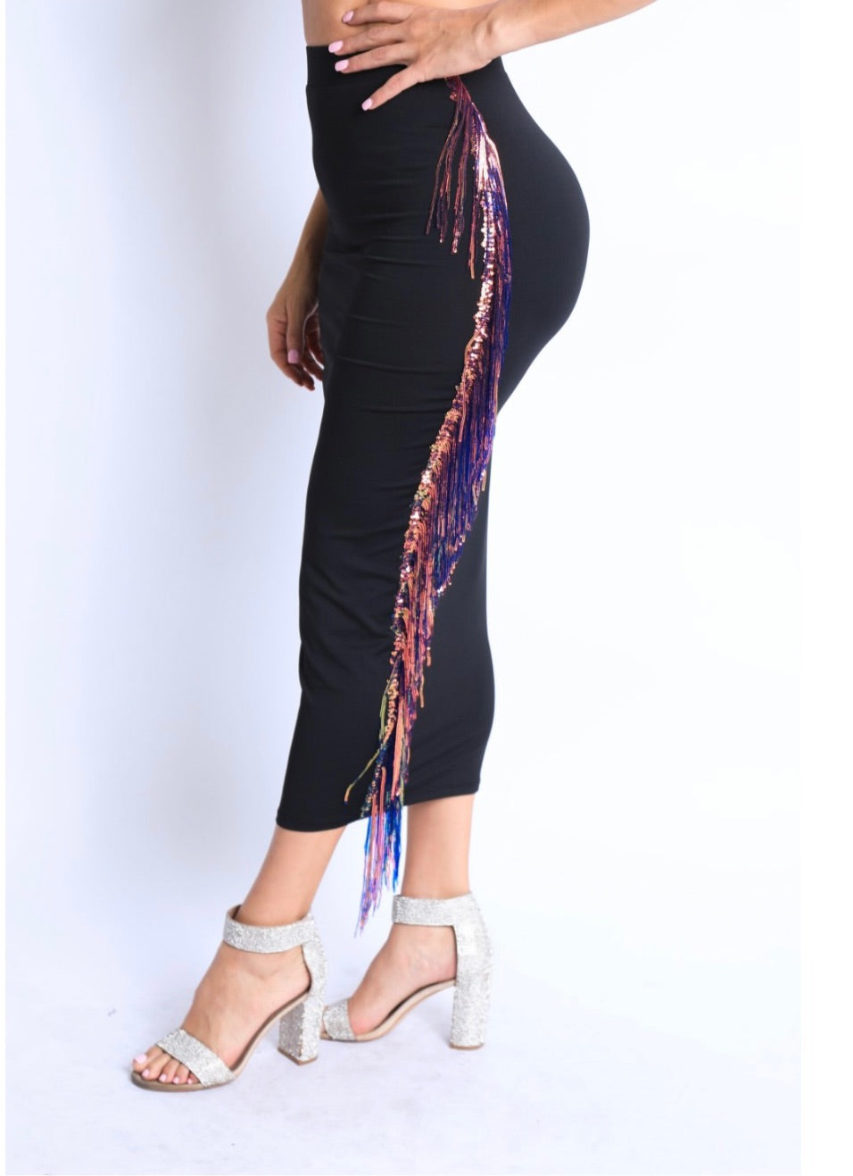Daliyah Sequin fringe skirt