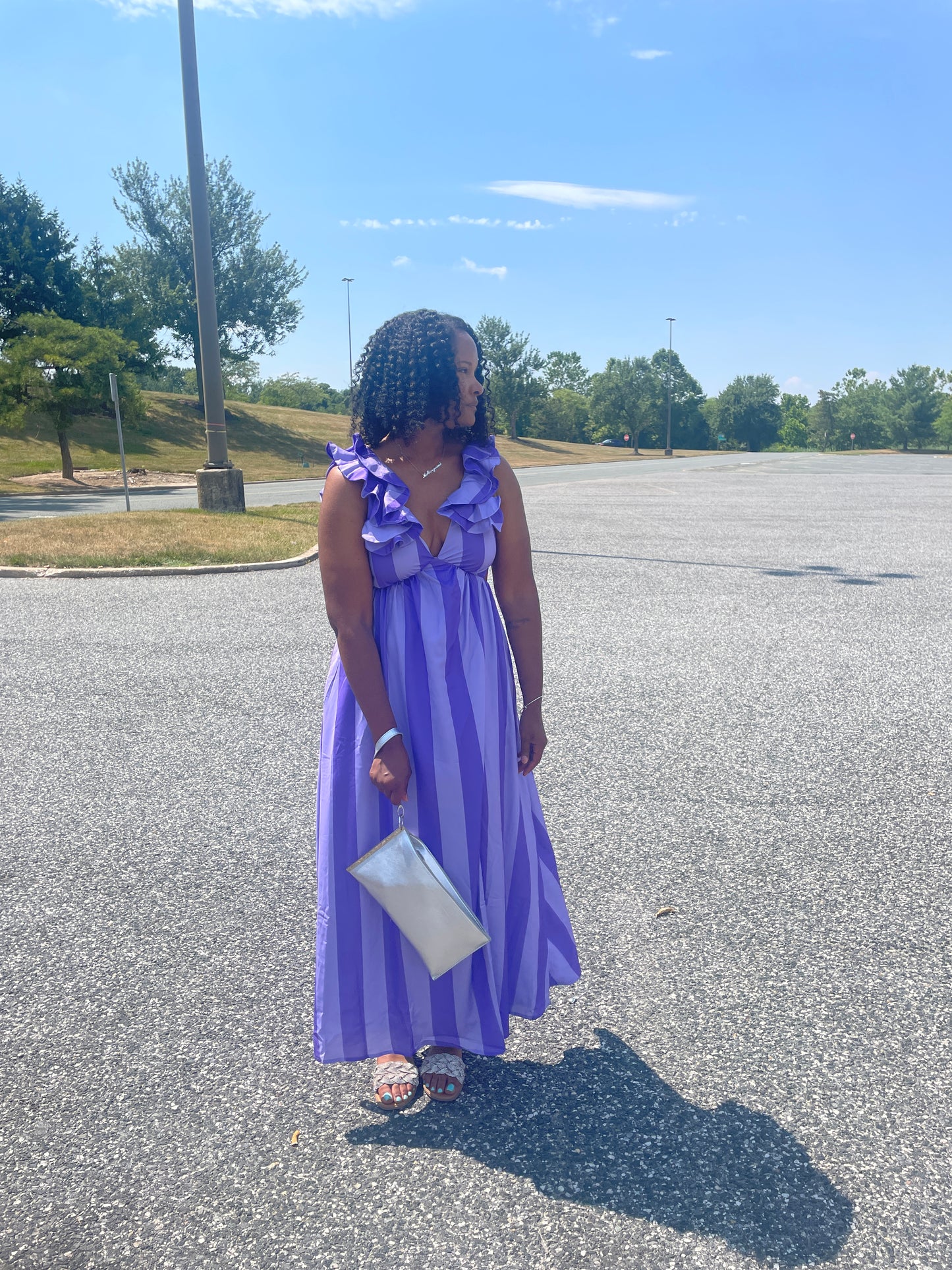 Feeling free striped maxi dress