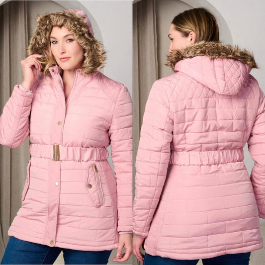 Pink Puffer Coat~ Plus size 1X