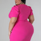 Hot Pink Belted Dress- Plus size