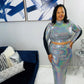 Takira hologram skirt set -Plus Size