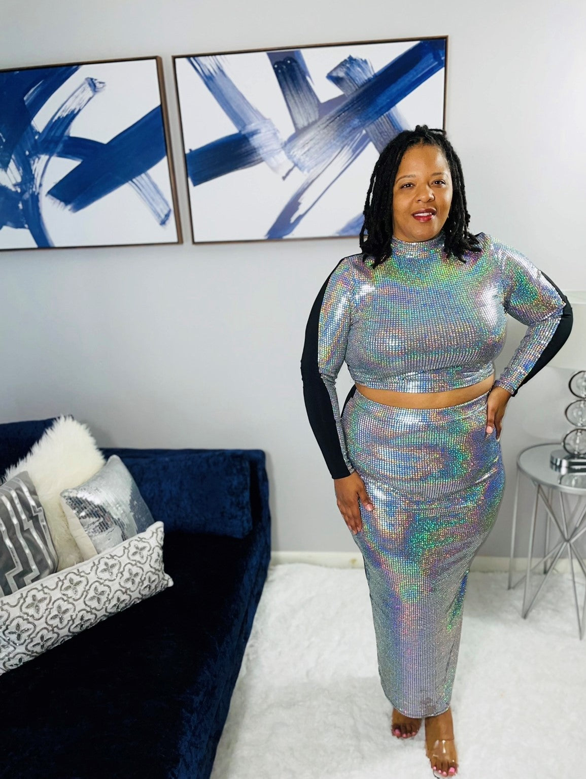 Takira hologram skirt set -Plus Size