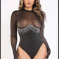 Baddie Rhinestone Mesh Bodysuit